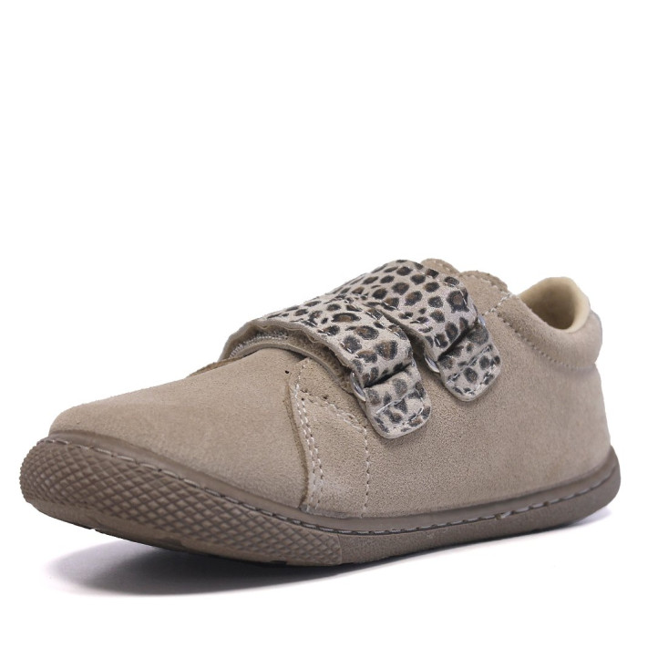 Zapatos Vulladi beige de aspecto ante con doble velcro de estampado leopardo - Querol online