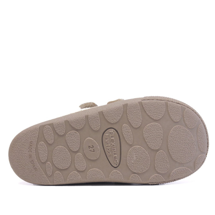 Zapatos Vulladi beige de aspecto ante con doble velcro de estampado leopardo - Querol online