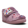 Zapatillas casa Vulladi malva con pelo suave, unicornio y cierre de velcro