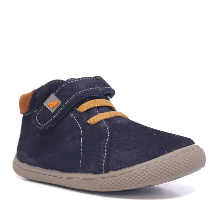 Botins Vulladi blau marí d'aspecte serratge amb velcro, cordons elàstics i sola flexible - Querol online