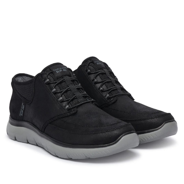Botins Skechers Summits-Siegul negres tipus botí amb cordons elàstics i sola flexibl - Querol online