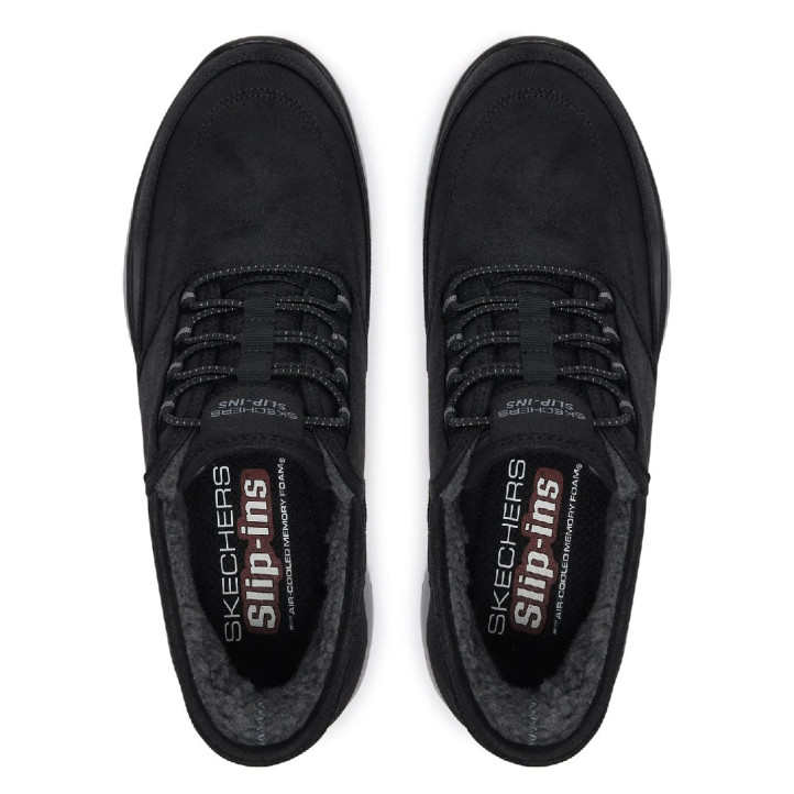 Botins Skechers Summits-Siegul negres tipus botí amb cordons elàstics i sola flexibl - Querol online