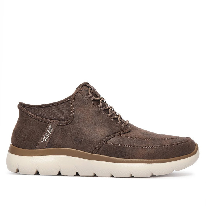 Botines Skechers Summits-Siegul marrones tipo botín con cordones elásticos y suela - Querol online