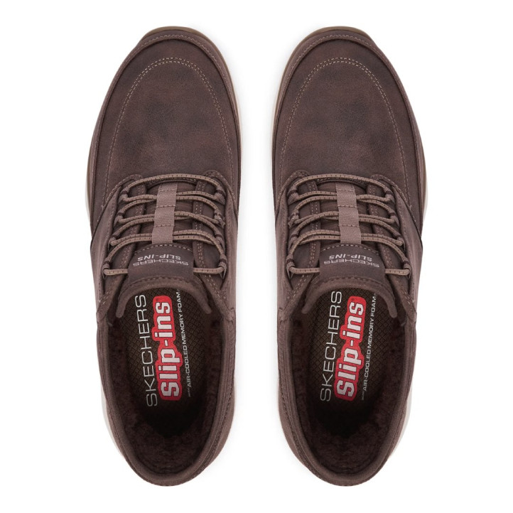 Botines Skechers Summits-Siegul marrones tipo botín con cordones elásticos y suela - Querol online