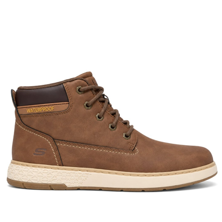 Botines Skechers Fit Garlan-Deno marrones impermeables con cordones y plantilla Me - Querol online