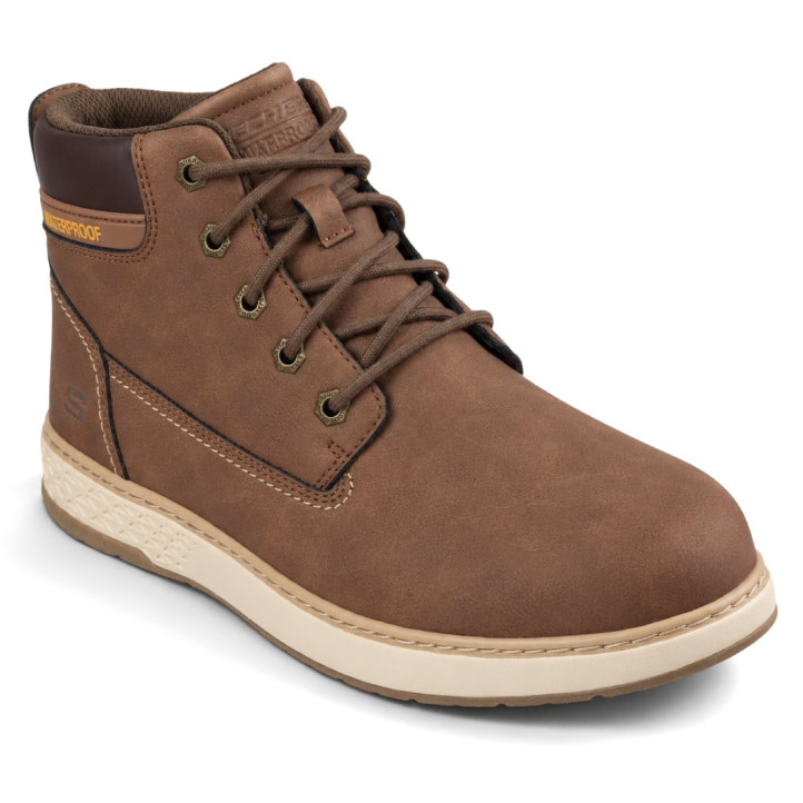 Botines Skechers Fit Garlan-Deno marrones impermeables con cordones y plantilla Me - Querol online