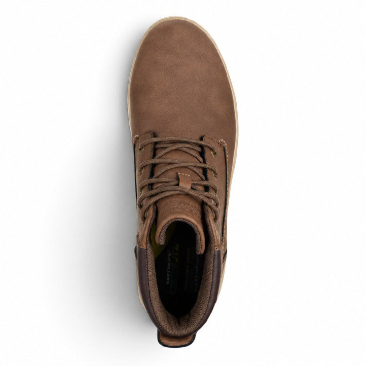 Botines Skechers Fit Garlan-Deno marrones impermeables con cordones y plantilla Me - Querol online
