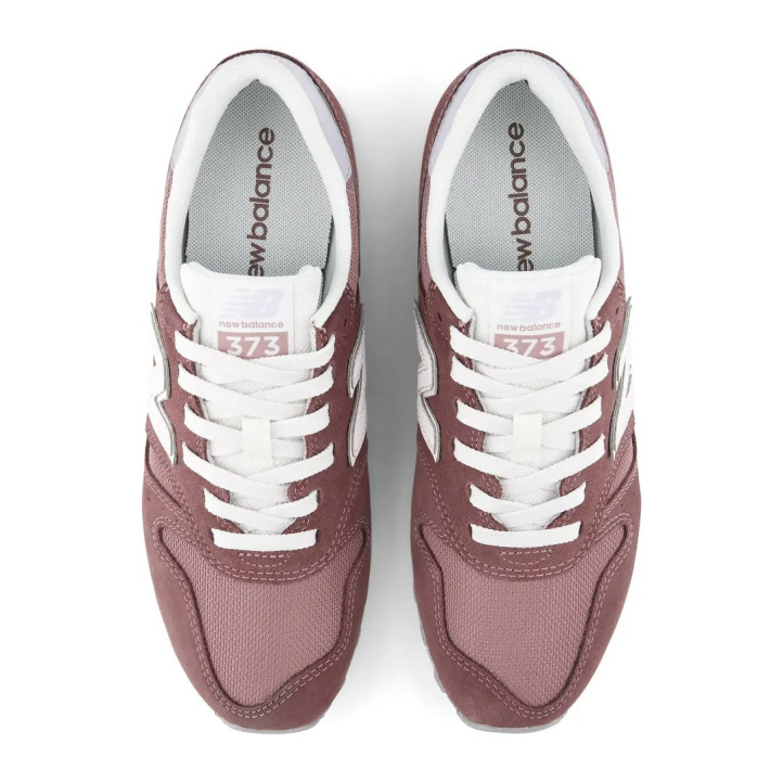 Zapatillas New Balance 373 de mujer burdeos de ante y malla con detalles blancos - Querol online