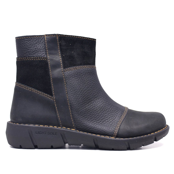 Botins Redlove Alma negres de pell amb detalls de camussa i sola lleugera - Querol online