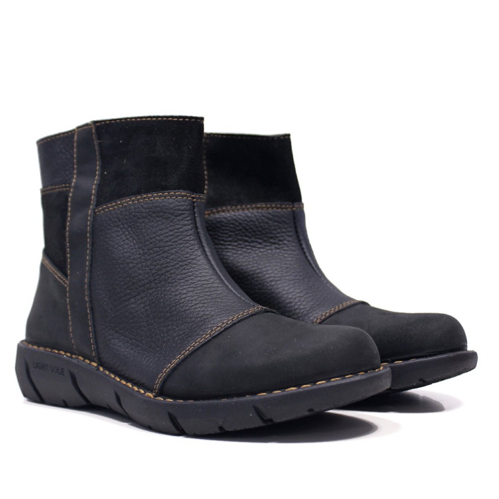 Botines Redlove Alma negros de piel con detalles de ante y suela ligera - Querol online
