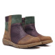 Botines Redlove Alma marrones de piel combinada con verde y suela ligera - Querol online