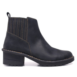 Botines tacón Redlove Vero negros de piel con tacón ancho y costuras en contraste - Querol online