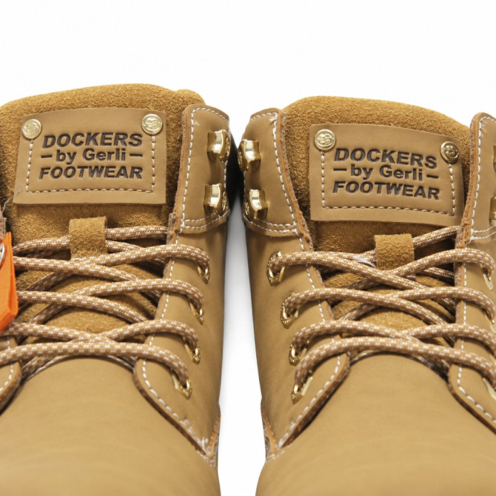 Botines DOCKERS de hombre camel estilo montaña con cordones y suela track - Querol online