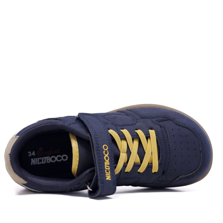 Zapatillas Nicoboco barefoot Soovor infantiles azul marino con velcro y cordones - Querol online