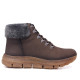 Botines planos 48H marrones de piel engrasada con pelo, cordones y cremallera - Querol online