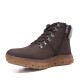 Botines planos 48H marrones de piel engrasada con pelo, cordones y cremallera - Querol online