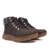 Botins plans 48H marrons de pell greixada amb pèl, cordons i cremallera