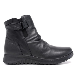 Botines planos 48H negros con cremallera, hebilla lateral y cuña baja - Querol online