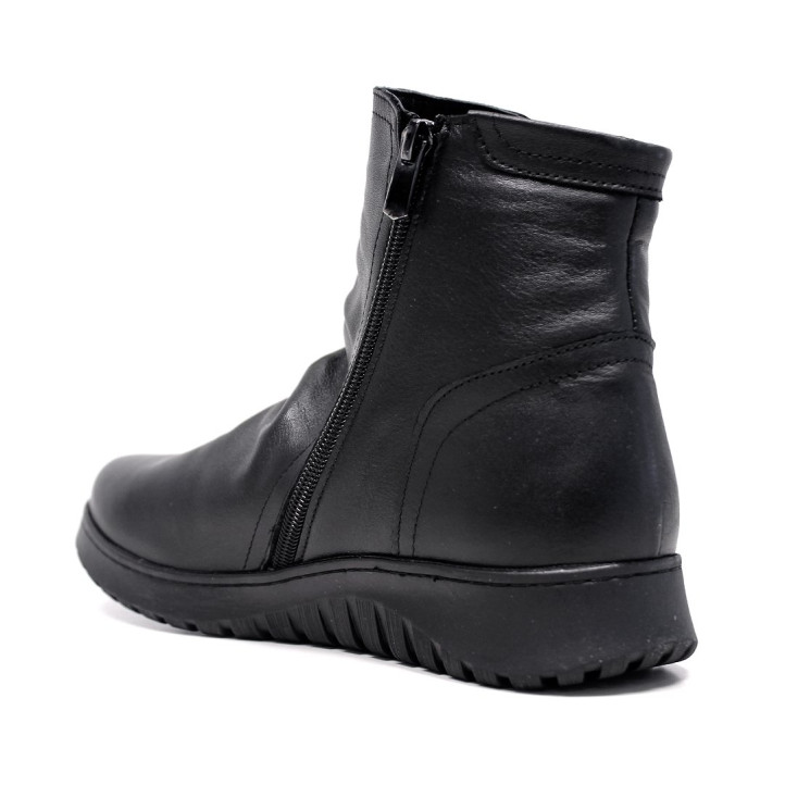 Botines planos 48H negros con cremallera, hebilla lateral y cuña baja - Querol online
