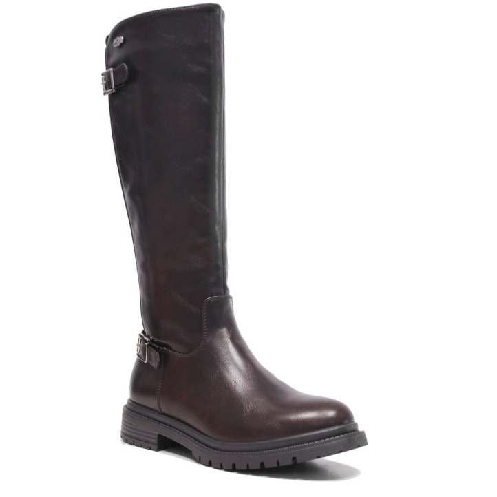 Botas Querol altas marrón chocolate estilo motero con hebillas y suela track - Querol online