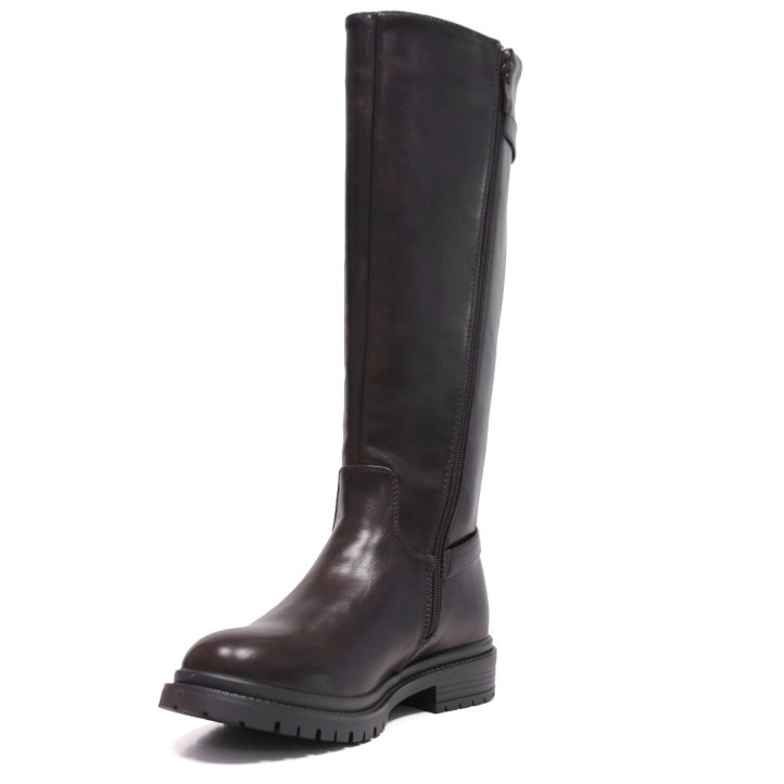 Botas Querol altas marrón chocolate estilo motero con hebillas y suela track - Querol online
