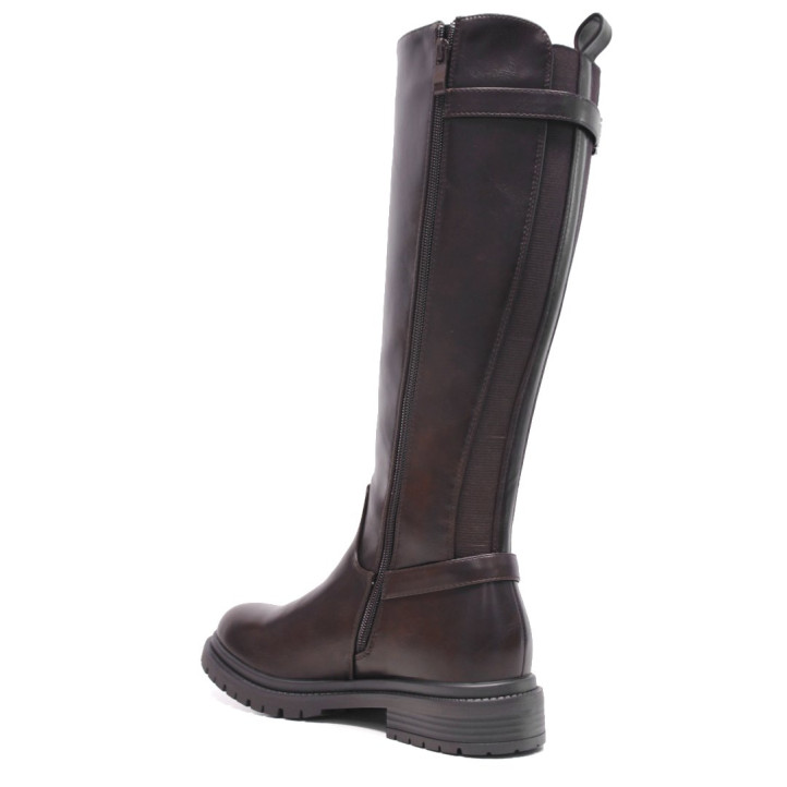 Botas Querol altas marrón chocolate estilo motero con hebillas y suela track - Querol online