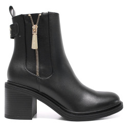 Botines tacón U.S. POLO ASSN. negros con tacón ancho y cremallera dorada - Querol online