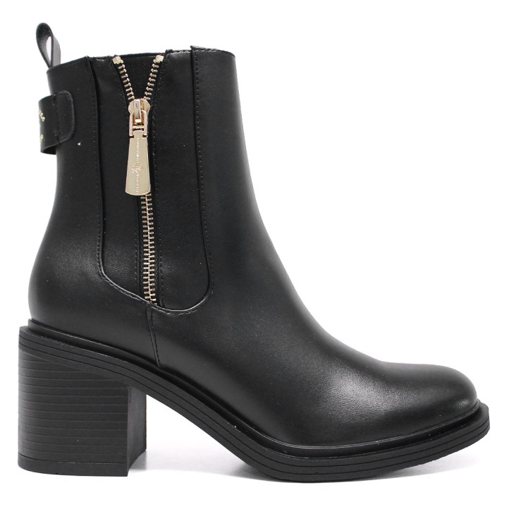 Botines tacón U.S. POLO ASSN. negros con tacón ancho y cremallera dorada - Querol online