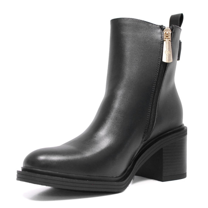 Botines tacón U.S. POLO ASSN. negros con tacón ancho y cremallera dorada - Querol online