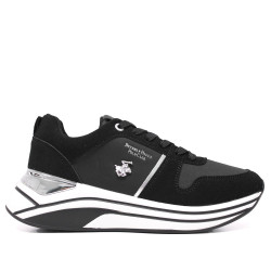 Zapatillas U.S. POLO ASSN. de mujer negras con plataforma y detalles plateados - Querol online