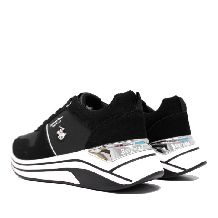 Zapatillas U.S. POLO ASSN. de mujer negras con plataforma y detalles plateados - Querol online