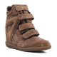 Botines Querol de mujer marrones de ante con cuña interior y velcros - Querol online