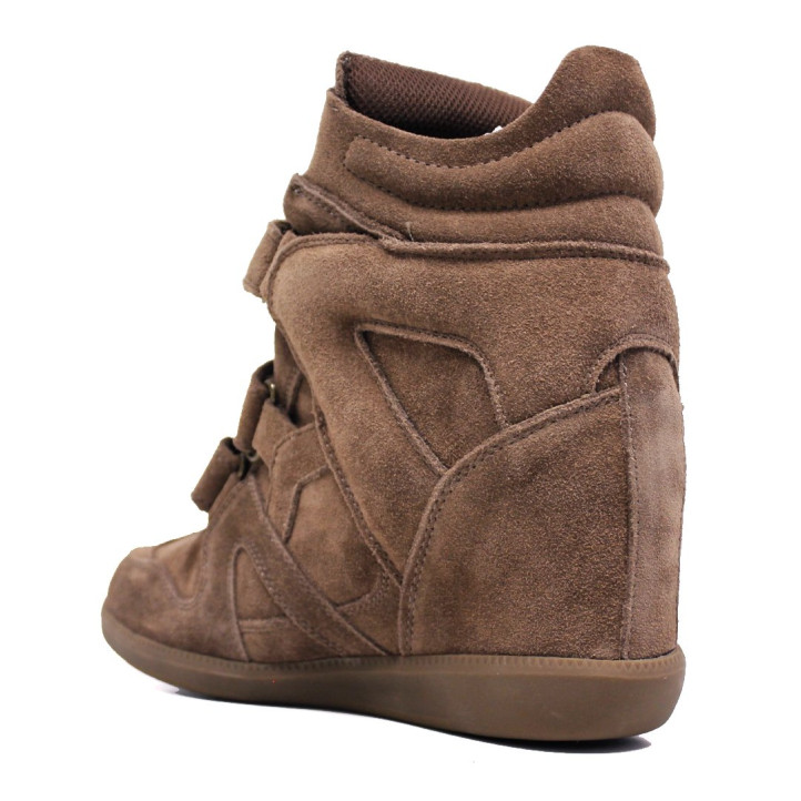 Botins Querol marrons d'aspecte camussa amb falca interior i velcros - Querol online