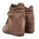 Botines Querol de mujer marrones de ante con cuña interior y velcros - Querol online