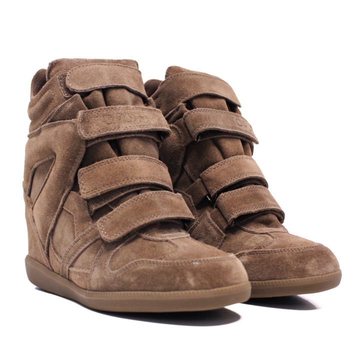 Botins Querol marrons d'aspecte camussa amb falca interior i velcros - Querol online