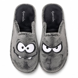 Zapatillas casa Garzon de hombre grises de cuadros con pelo interior - Querol online