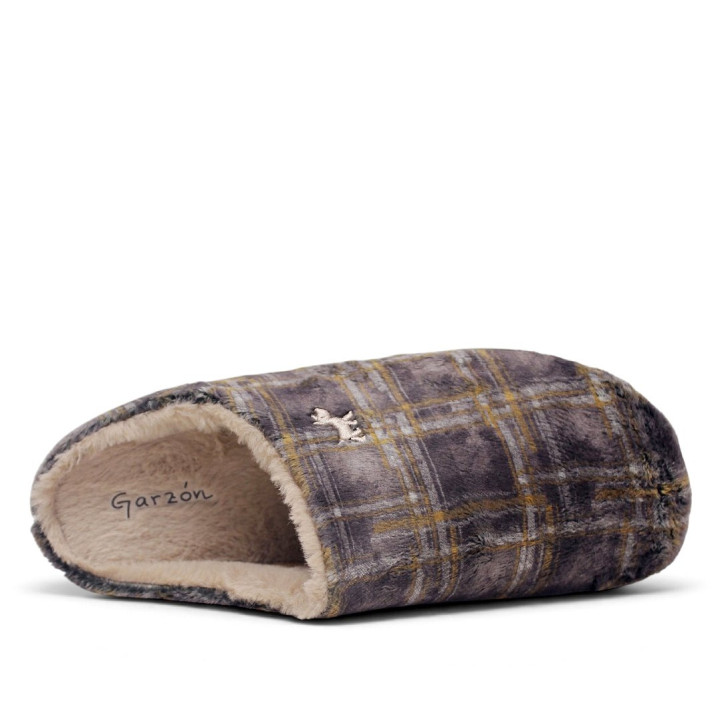 Zapatillas casa Garzon de hombre grises de pelo suave con monstruos divertidos - Querol online