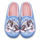 Zapatillas casa Garzon de niña azules con unicornio, arcoíris y detalles brillantes - Querol online