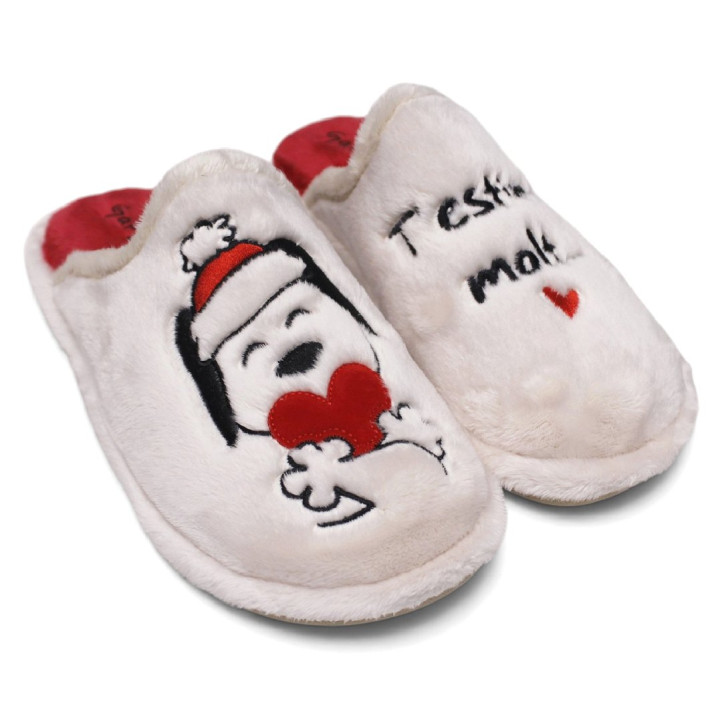 Sabatilles casa Garzon de dona beix amb Snoopy nadalenc i missatge Christmas - Querol online