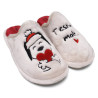 Zapatillas casa Garzon de mujer beige con Snoopy navideño y mensaje Christmas