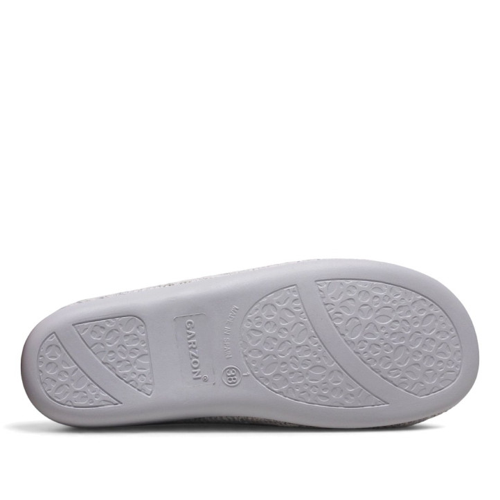 Zapatillas casa Garzon de mujer grises de punto trenzado con pelo interior - Querol online