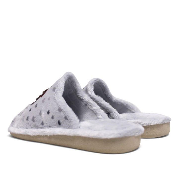 Zapatillas casa Garzon de mujer grises con Caperucita Roja y lobo de pelo suave - Querol online