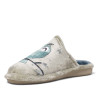 Zapatillas casa Garzon de mujer grises con búhos de colores y pelo suave