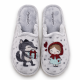 Zapatillas casa Garzon de mujer grises con Caperucita Roja y lobo de pelo suave - Querol online