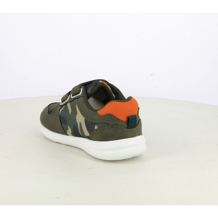Zapatillas lona Sprox verdes con detalles naranjas - Querol online