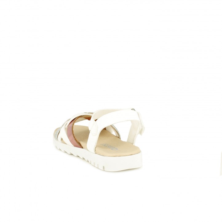 sandàlies QUETS! blanques amb detall de trena i velcro - Querol online