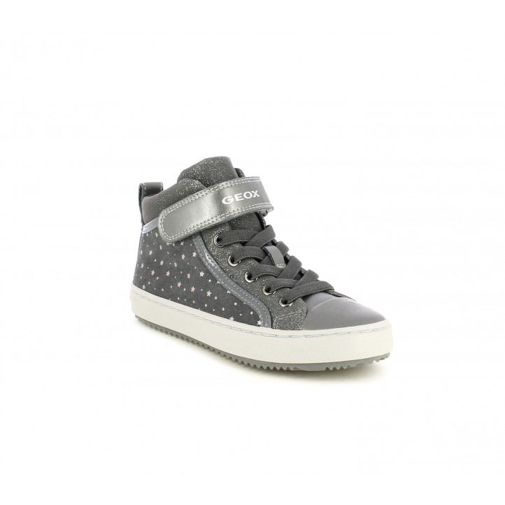 Botins Geox gris amb estrelles platejades cordó elàstic i velcro plantilla desmuntable - Querol online
