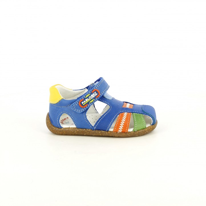 sandalias Pablosky cerradas azules, naranjas y verdes con velcro - Querol online