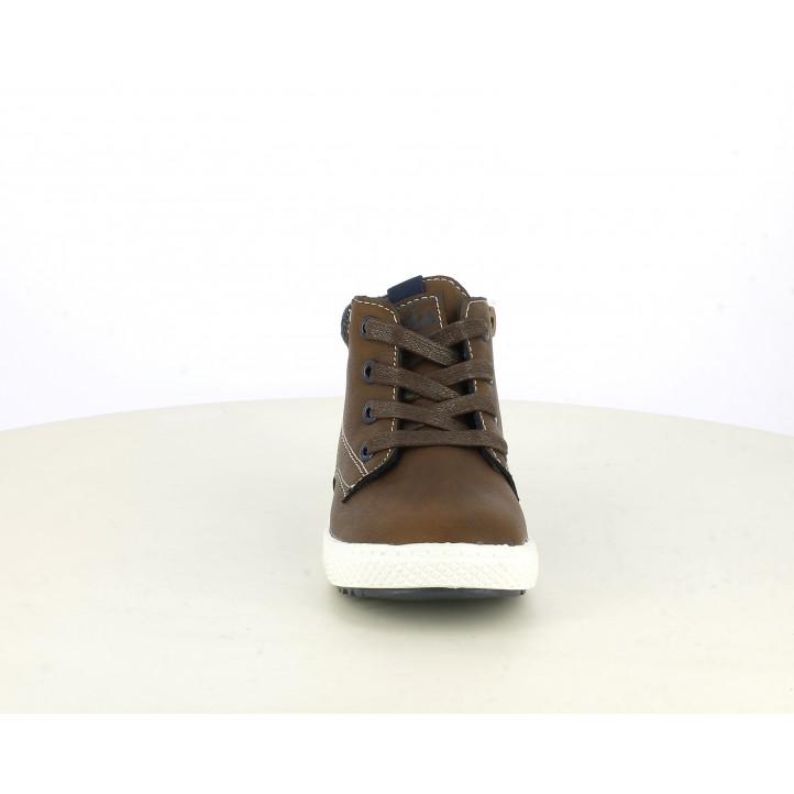 Botines Lois marrones combinado con cierre de cordones  y cremallera - Querol online