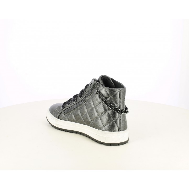 Botins QUETS! gris metal-litzats amb cremallera i cordons de vellut - Querol online